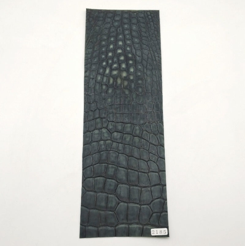 ワニ革/クロコダイル【33×11cm/0.7mm】濃緑&黒/デニム調/Sランク/w2185