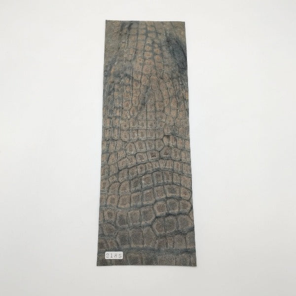 ワニ革/クロコダイル【33×11cm/0.7mm】濃緑&黒/デニム調/Sランク/w2185