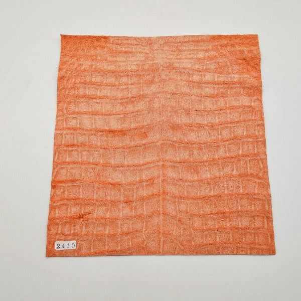 ワニ革/ナイルクロコ【24×22cm/1.3mm】オレンジ/ツヤ中/特Sランク/w2410