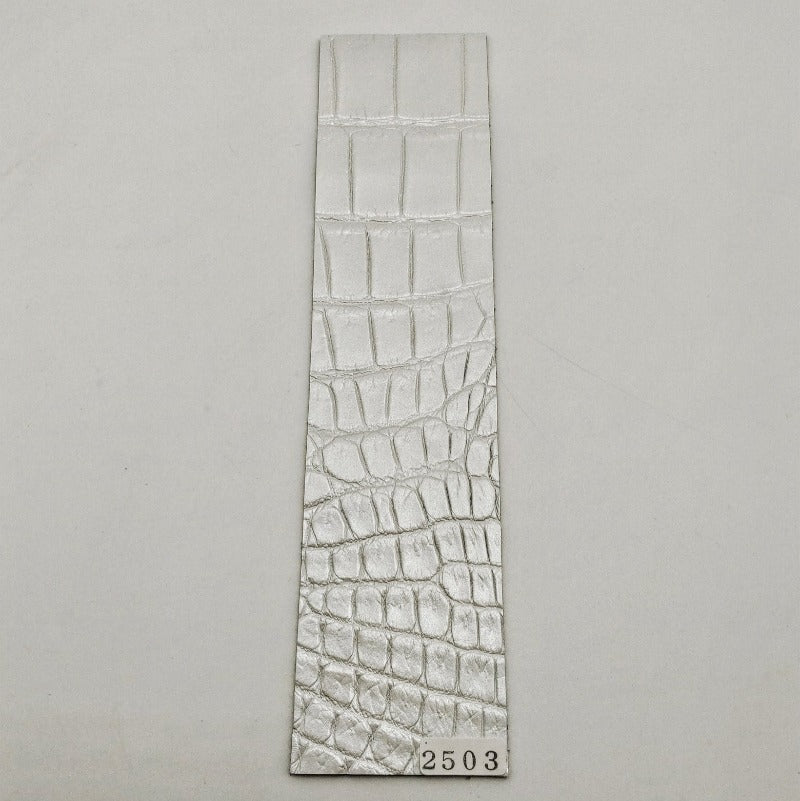 ワニ革/クロコダイル【5×21cm/1.3mm】パールホワイト/Sランク/w2503