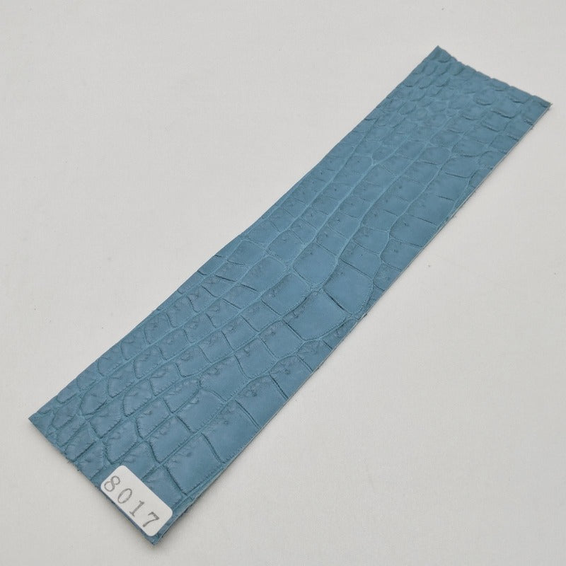 ワニ革/ナイルクロコ【5×21cm/1.3mm】スカイブルー/ツヤ弱/Sランク/w8017