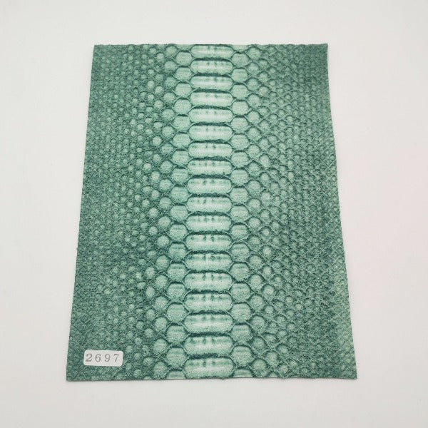 ヘビ革/Dパイソン【A5/0.8mm】グリーン/ツヤ弱/背割/Sランク/h2697