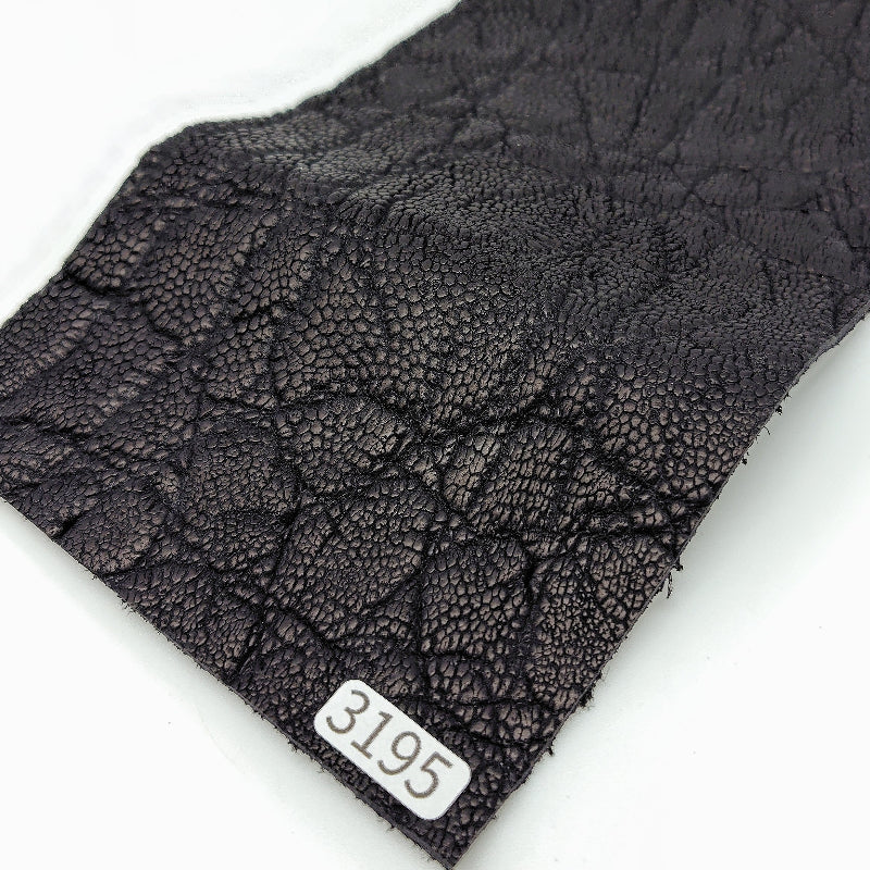 ゾウ革【11×21cm/2.3mm】ブラック/ツヤ弱/Sランク/z3195