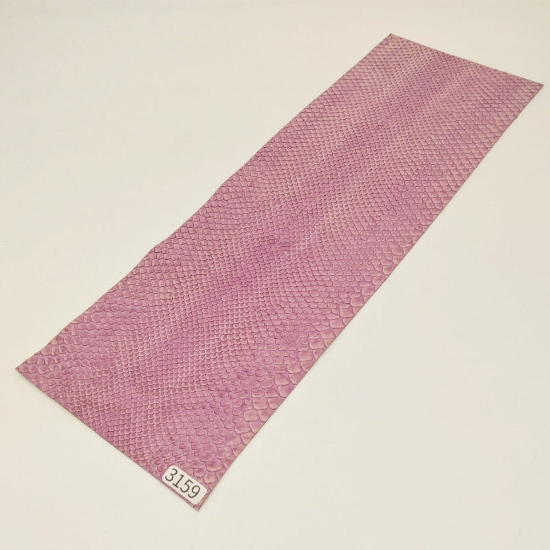 ヘビ革/ボア【33×11cm/0.7mm】デニム調ラベンダー/Sランク/h3159