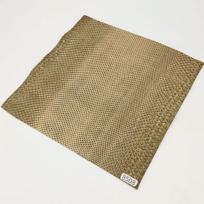 ヘビ革/ボア【21×21cm/0.7mm】デニム調カーキブラウン/Aランク/h8508