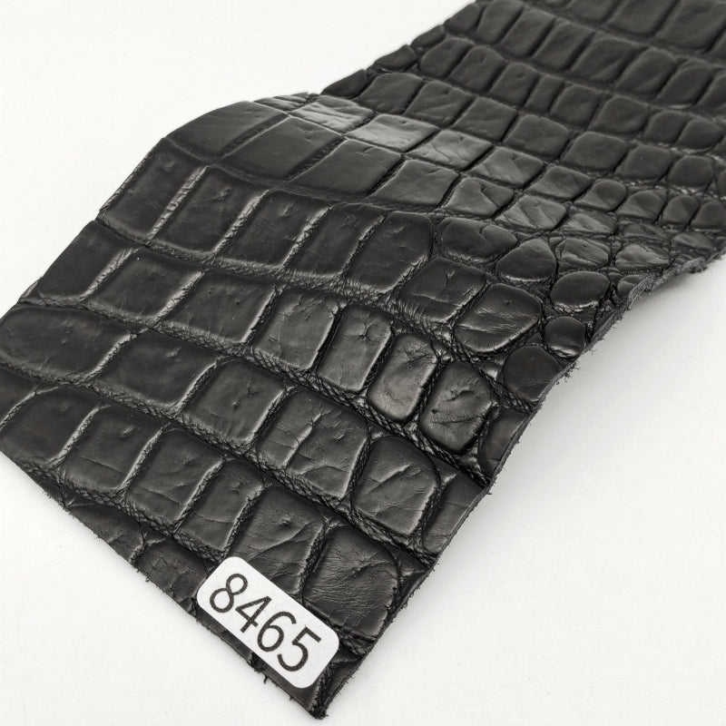 ワニ革/クロコダイル【8×21cm/1.5mm】ブラック/ツヤ弱/Sランク/w8465