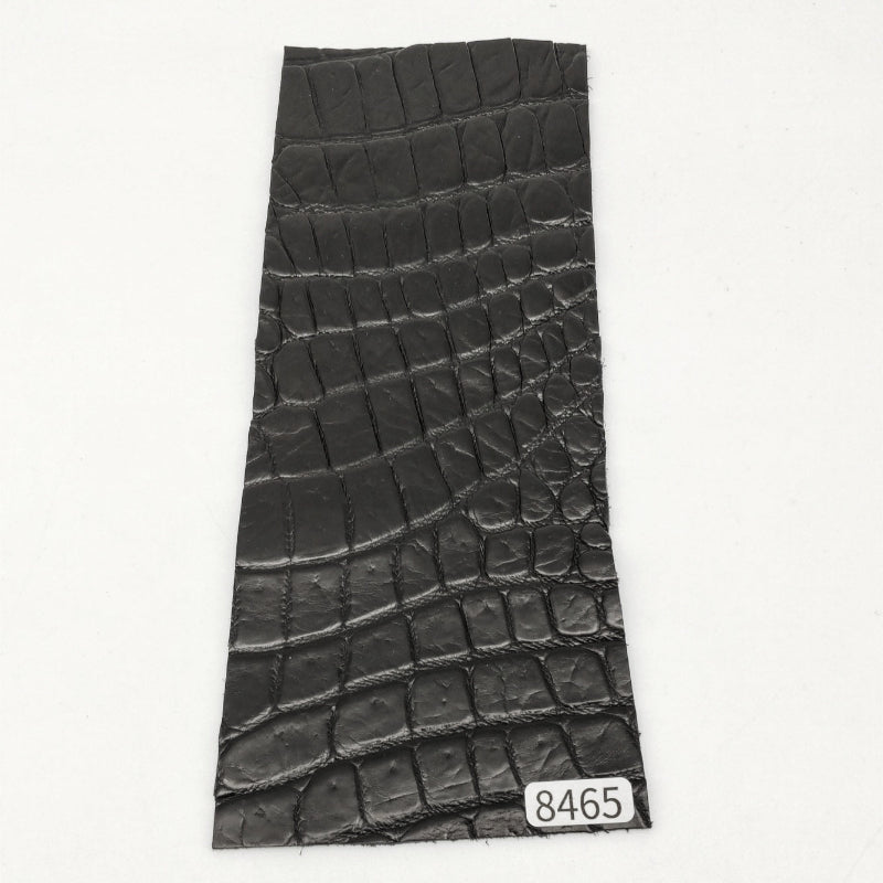 ワニ革/クロコダイル【8×21cm/1.5mm】ブラック/ツヤ弱/Sランク/w8465