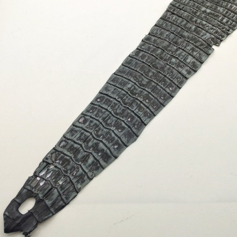 ワニ丸革/ポロサスクロコ【品質保証/各サイズ】デニムグレー&黒パール/w304