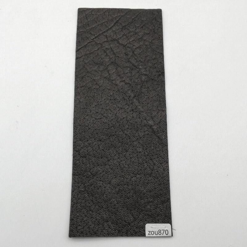 ゾウ革【8×21cm/1.5mm】ブラック/マット/Aランク/zou870