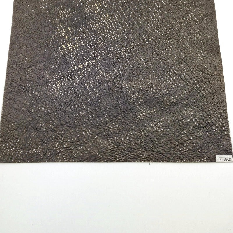 サメ革【A3/1.7mm】黒×金/アンティーク仕上げ/Sランク/sam638