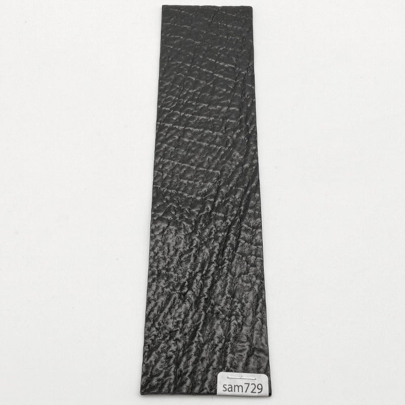 サメ革【5×21cm/1.6mm】ブラック/ツヤあり/Sランク/sam729