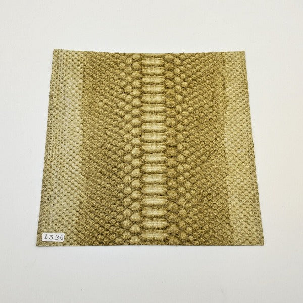 ヘビ革/Dパイソン【21×21cm/0.9mm】カーキ/ラッセル加工/背割/Sランク/h1526