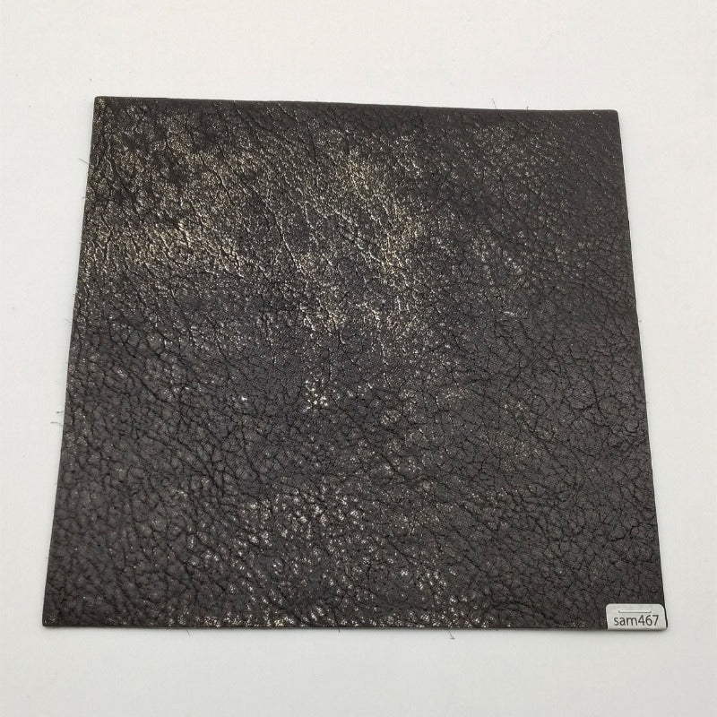 サメ革【21×21cm/1.7mm】黒×金/アンティーク仕上げ/Sランク/sam467