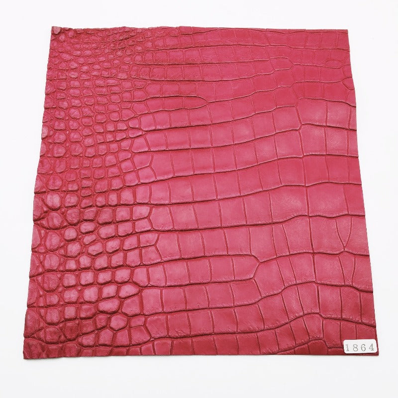 ワニ革/ポロサスクロコ【24×22cm/1.4mm】ローズレッド/ツヤ中/Sランク/w1864