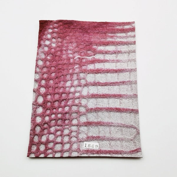 ワニ革/ポロサスクロコ【A5/1.4mm】ローズレッド/ツヤ中/Sランク/w1869