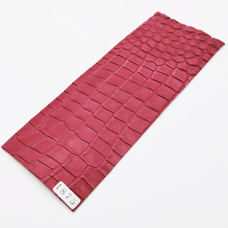 ワニ革/ポロサスクロコ【8×21cm/1.4mm】ローズレッド/ツヤ中/Sランク/w1875