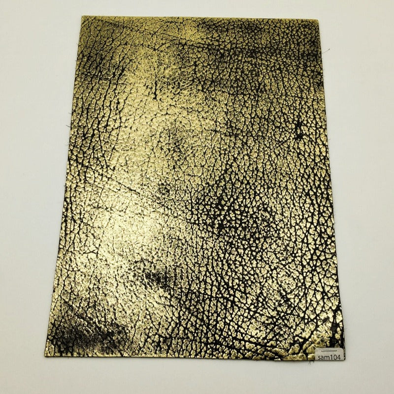 サメ革【A4/1.7mm】黒×金/アンティーク仕上/Sランク/sam104