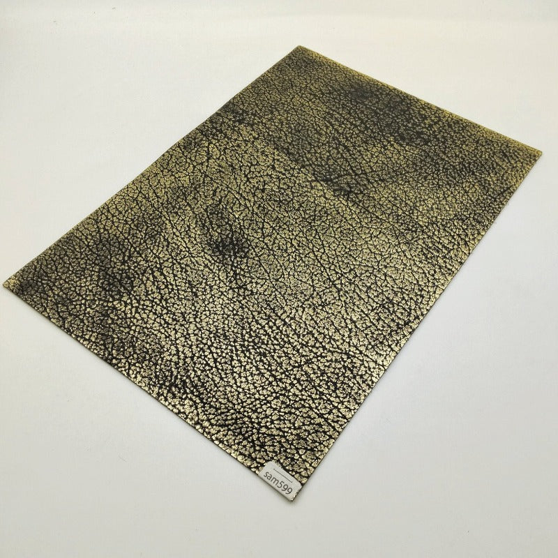 サメ革【A4/1.5mm】黒×金/アンティーク仕上/Aランク/sam599