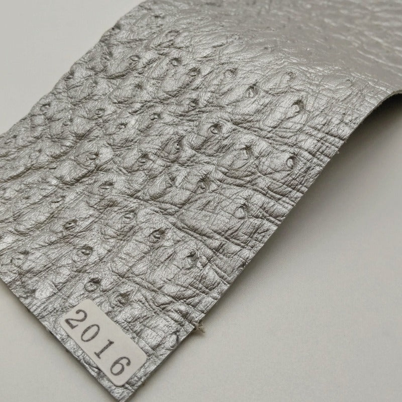 オーストリッチ革【8×21cm/1.3mm】シルバー/Sランク/d2016