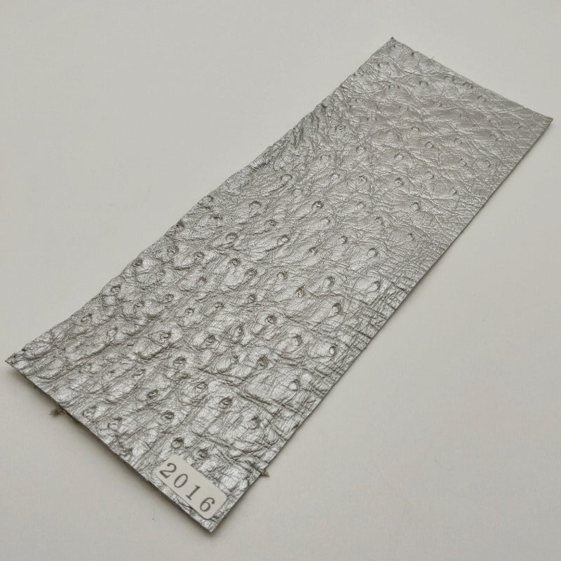 オーストリッチ革【8×21cm/1.3mm】シルバー/Sランク/d2016