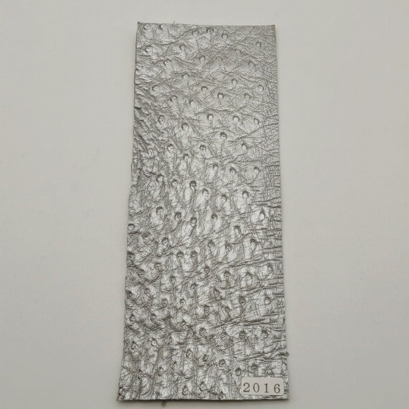 オーストリッチ革【8×21cm/1.3mm】シルバー/Sランク/d2016