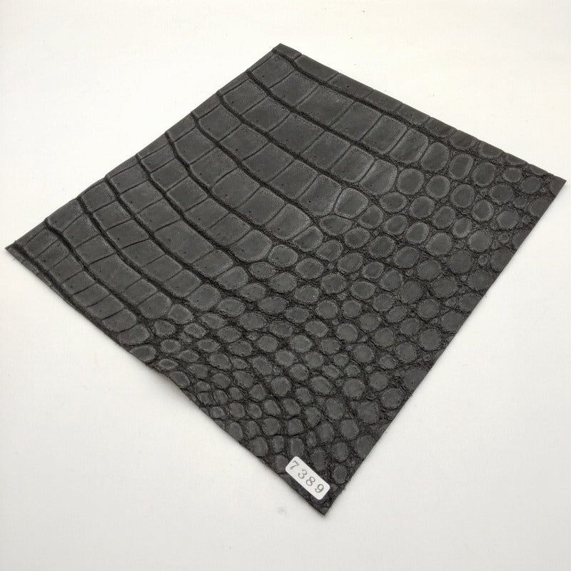 ワニ革/クロコダイル【24×22cm/1.3mm】デニムグレー/Sランク/w7389