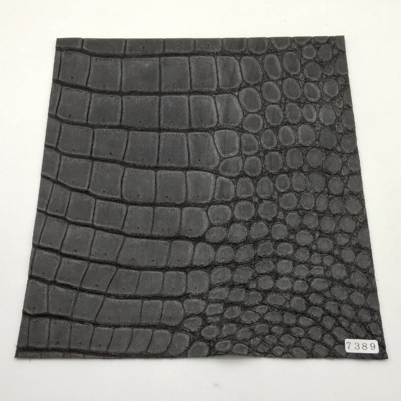 ワニ革/クロコダイル【24×22cm/1.3mm】デニムグレー/Sランク/w7389