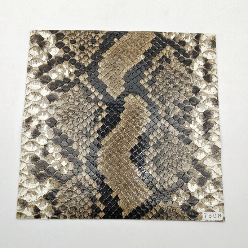 ヘビ革/Dパイソン【21×21cm/0.9mm】白×黒/ツヤ強/Aランク/h7508