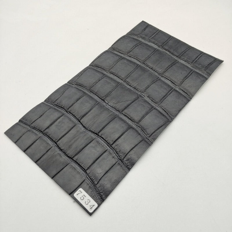 ワニ革/ナイルクロコ【11×21cm/1.4mm】ネイビーグレー/ツヤ中/Aランク/w7534