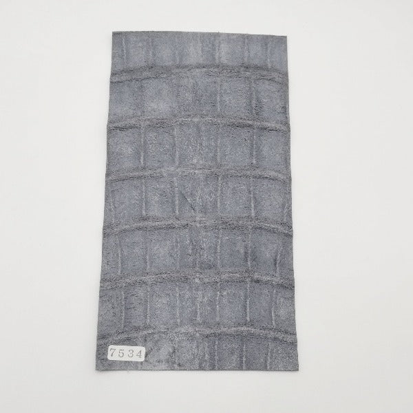 ワニ革/ナイルクロコ【11×21cm/1.4mm】ネイビーグレー/ツヤ中/Aランク/w7534