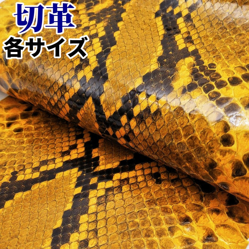 ヘビ革/黄（きいろ・yellow・月・カラフル）の革素材を販売 – レザー