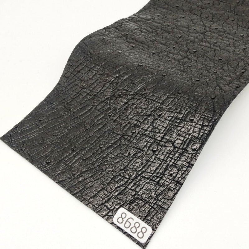 オーストリッチ革【33×11cm/0.7mm】ブラック/Sランク/d8688