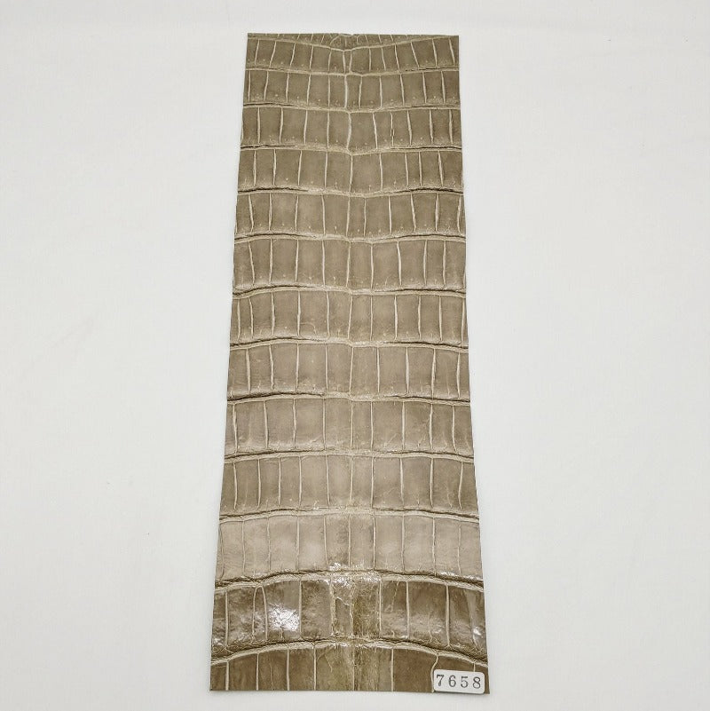 ワニ革/ポロサスクロコ【33×11cm/0.8mm】グレージュ/ツヤ強/Aランク/w7658