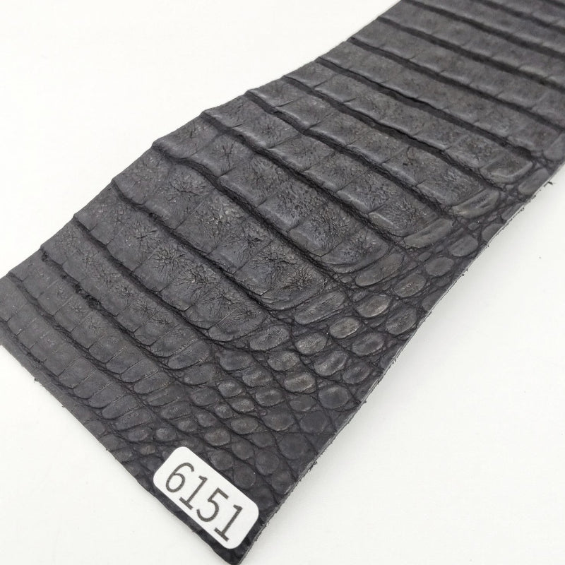 ワニ革/カイマン【8×21cm/1.3mm】墨黒色/マット/Sランク/w6151