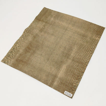 ヘビ革/ボア【24×22cm/0.7mm】デニム調カーキブラウン/Sランク/h8506