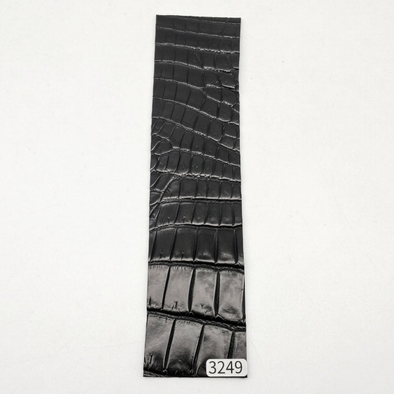 ワニ革/ナイルクロコ【5×21cm/1.2mm】ブラック/ツヤ中/Sランク/w3249