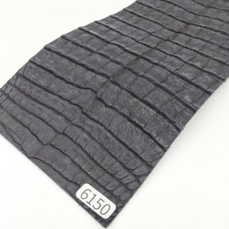 ワニ革/カイマン【11×21cm/1.3mm】墨黒色/マット/特Sランク/w6150