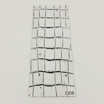ワニ革/クロコダイル【8×21cm/1.2mm】谷黒ホワイト/Cランク/w3308