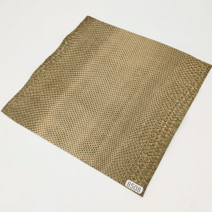 ヘビ革/ボア【21×21cm/0.7mm】デニム調カーキブラウン/Aランク/h8508