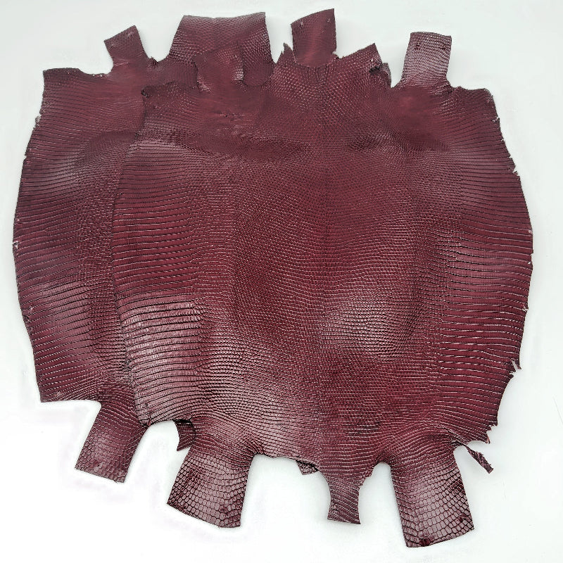 トカゲ革【最大幅24cm前後】ワイン/ツヤ強/腹割/t619