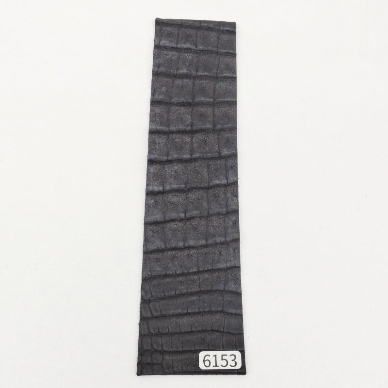 ワニ革/カイマン【5×21cm/1.3mm】墨黒色/マット/Sランク/w6153