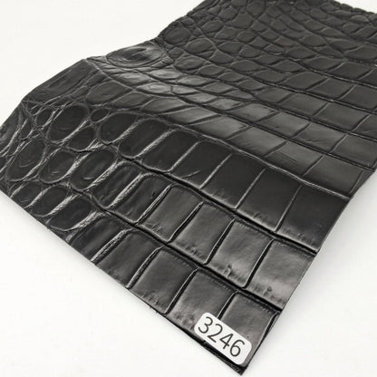 ワニ革/ナイルクロコ【A5/1.2mm】ブラック/ツヤ中/Cランク/w3246
