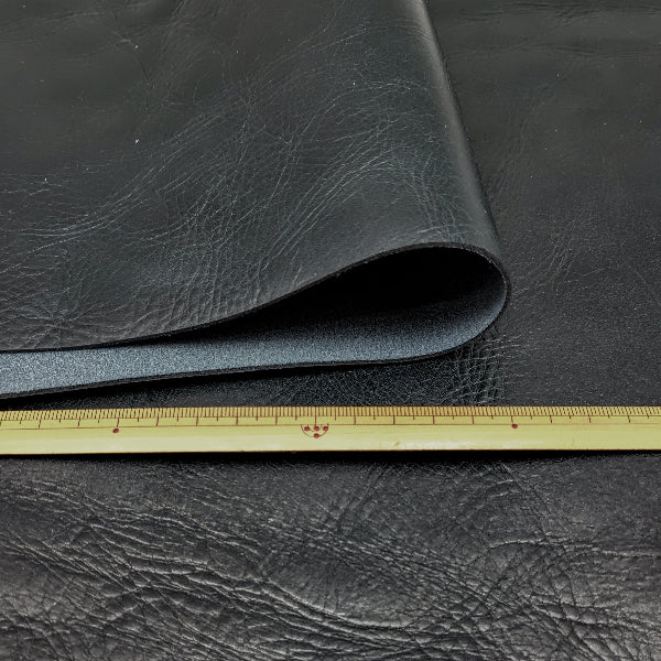 牛タンニン革【大ハギレ合計20デシ/1.7mm】ヴィンテージ調墨黒色/gt-351