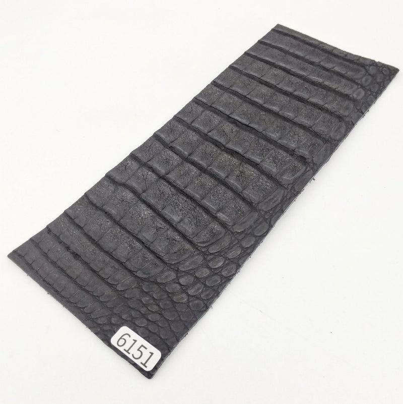 ワニ革/カイマン【8×21cm/1.3mm】墨黒色/マット/Sランク/w6151
