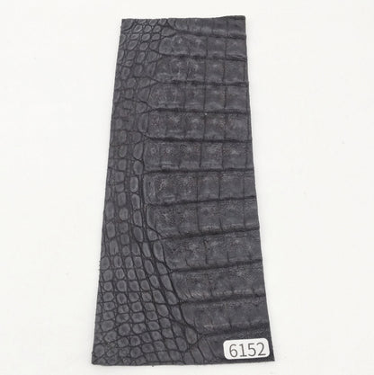 ワニ革/カイマン【8×21cm/1.3mm】墨黒色/マット/Sランク/w6152