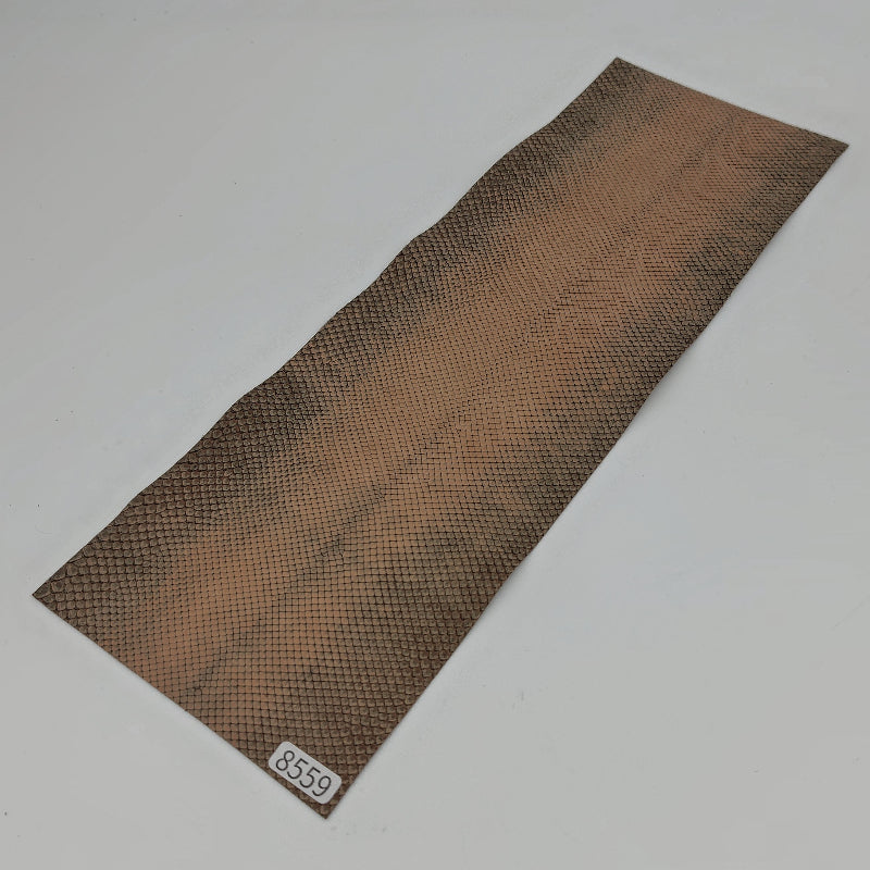 ヘビ革/ボア【33×11cm/0.5mm】デニム調カーキブラウン/Aランク/h8559