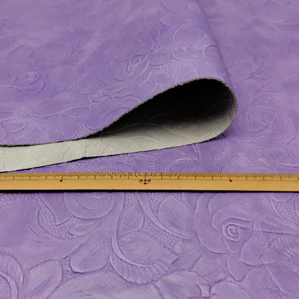 牛革【大ハギレ合計20デシ/0.8mm】ラベンダー/花柄型押/gt-235