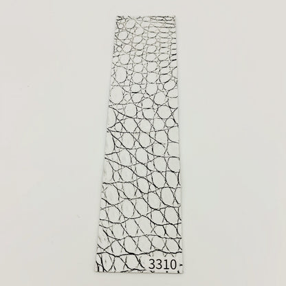 ワニ革/クロコダイル【5×21cm/1.2mm】谷黒ホワイト/Sランク/w3310