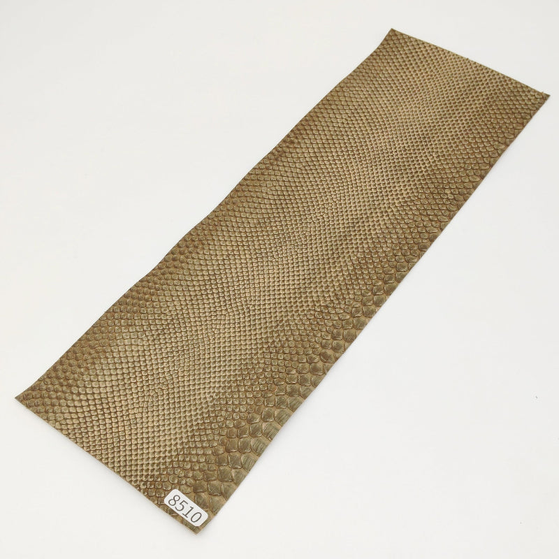 ブラウンへり10m、白へり10m、ブラウン10本 ヘビ革/ボア【33×11cm/0.6mm】デニム調カーキブラウン/Sランク