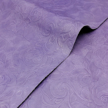 牛革【大ハギレ合計20デシ/0.8mm】ラベンダー/花柄型押/gt-235